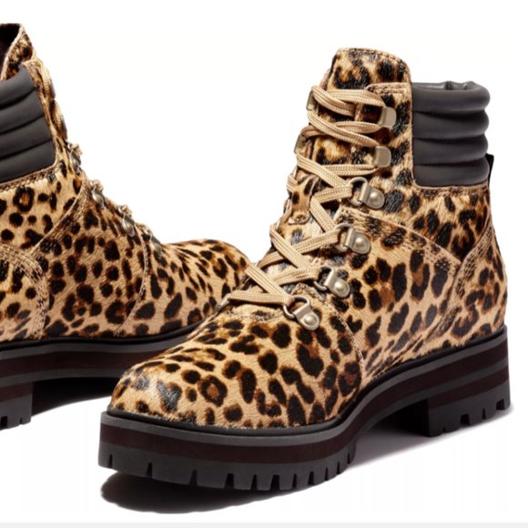 Timberland Shoes - NWOT Timberland Leather London Square Leopard Print Calf-hair Hiker Boots  7.5